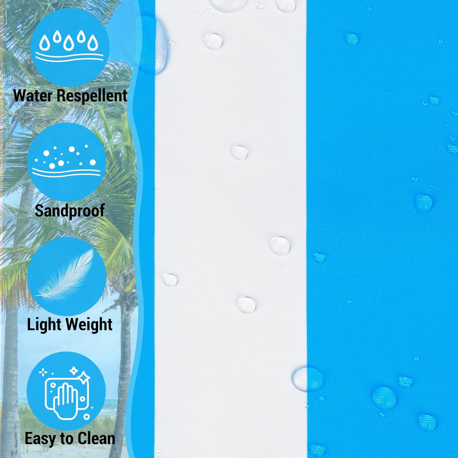 Iioscre Beach Bag for Women, Large Beach Tote Bag with Zipper Pockets, Waterproof Sandproof Swim Bag Pool Vacation Travel - Image 6