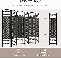 Vista 3 de HOMCOM Divisor de habitación de 6 paneles, pantalla de privacidad plegable, separador de habitación de 5.6 pies, divisor de pared de división Negro