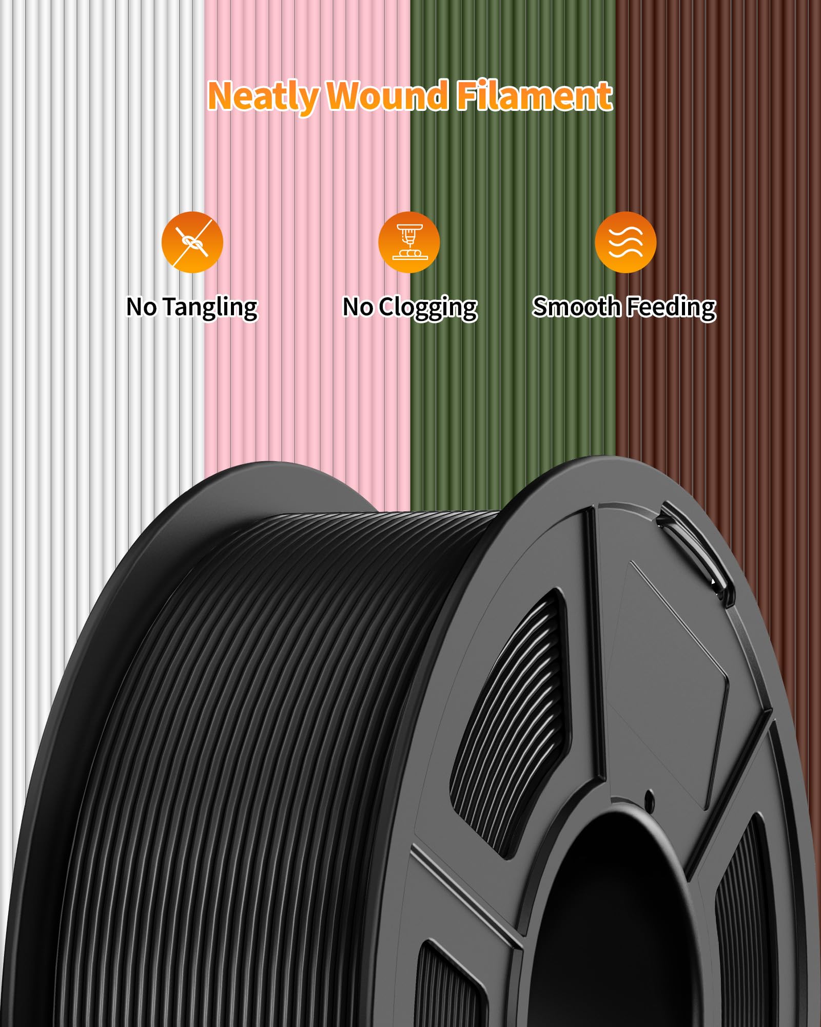 TECBEARS PLA+ Filament 1.75mm 4KG Himmelblau+Schokolade+Gelb+Rot | Verstärkt Zähigkeit PLA Plus 3D Drucker Filament, 0-300mm/s, 4 Spulen, 1kg pro Spule, +/- 0,02 mm