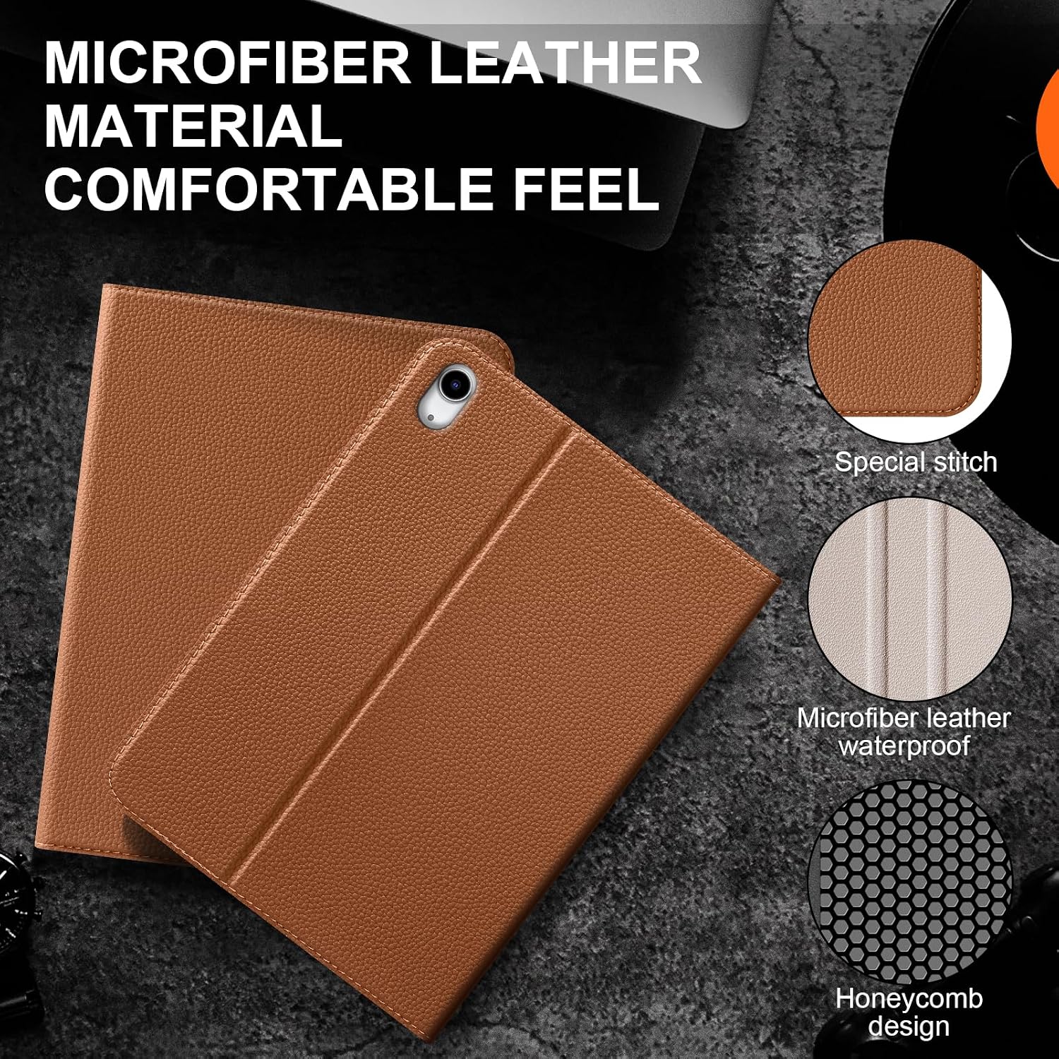 Leather Case for iPad Air 11" M4/M3/M2 (2026/2025/2024) & 10.9" 5th/4th Gen (2020/2022) | with Pencil Holder | Auto Wake/Sleep | Protective Shockproof Cover | Adjustable Stand | Brown