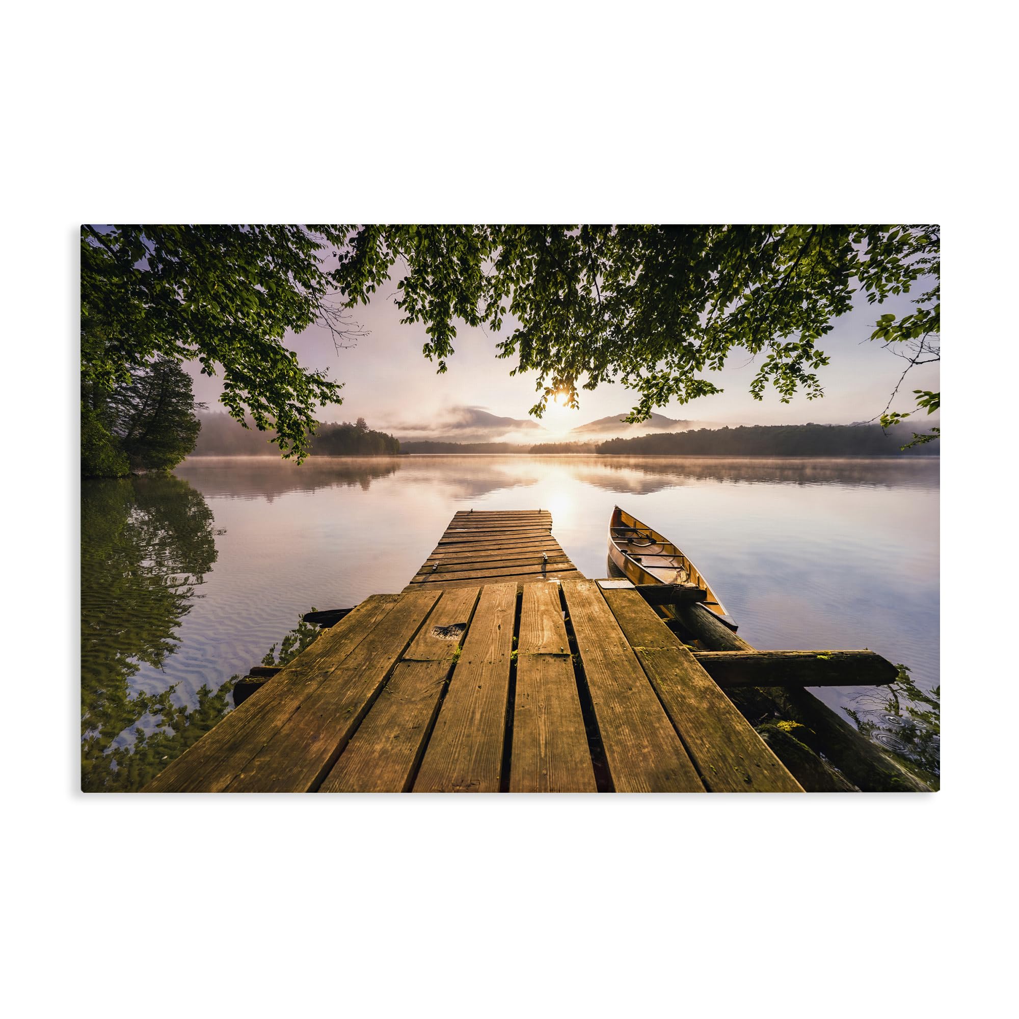 Stupell Industries Unframed Misty Morning Lake Sunrise, 16 X 24 Inch Canvas Wall Art