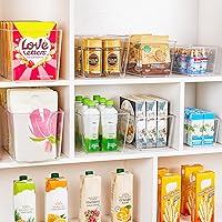 Vista 3 de YIHONG Contenedores de almacenamiento de plástico transparente, paquete de 4 cubos organizadores pequeños de despensa con asa para cocina