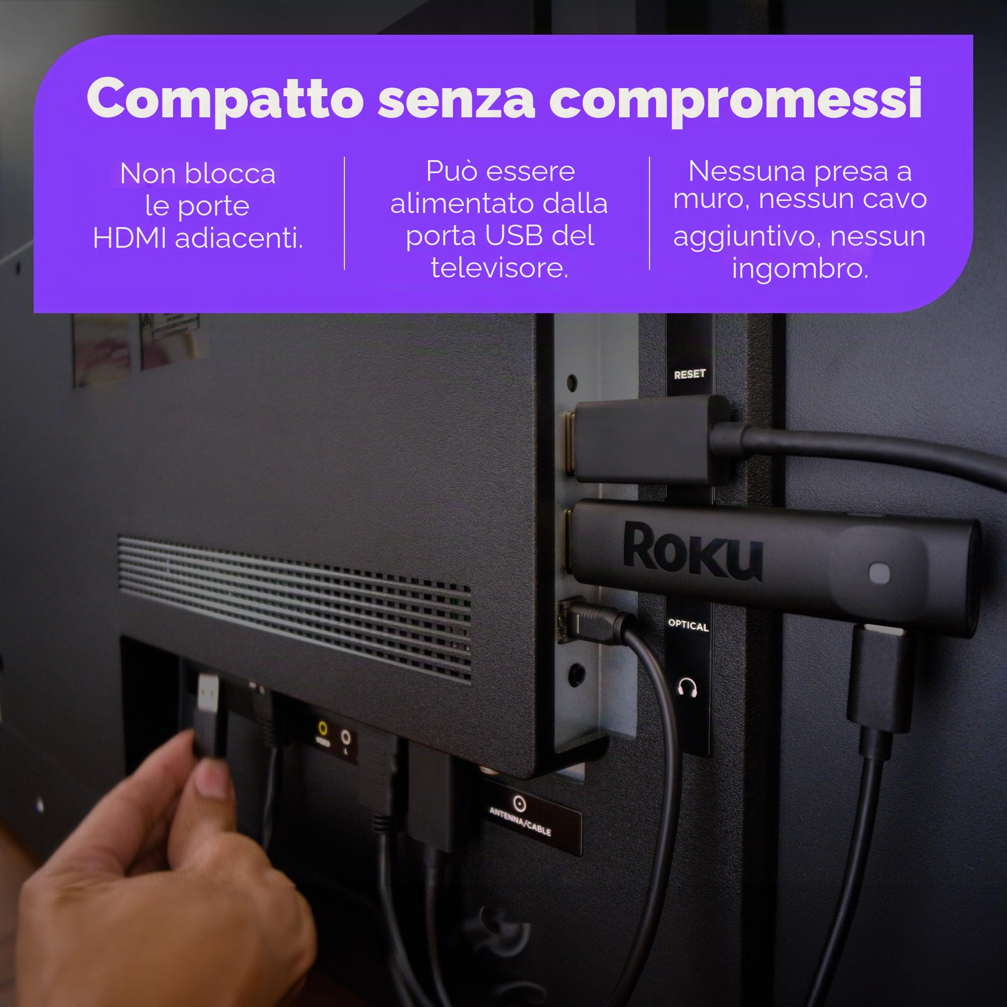 Roku® Streaming Stick™ 2025 - Dispositivo di streaming HD Roku per TV con telecomando vocale - TV gratuita e in diretta