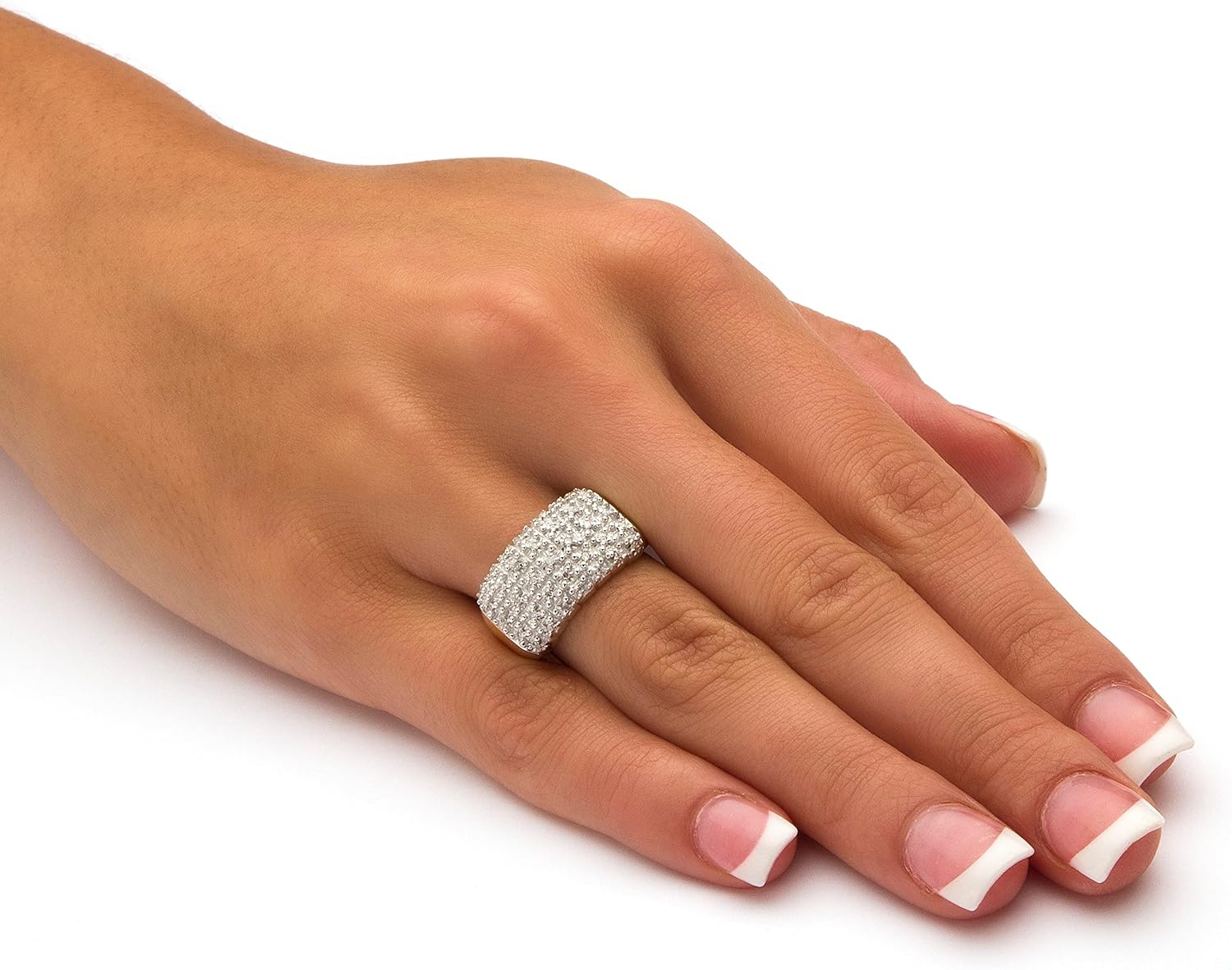 PalmBeach 10K Yellow Gold Round Genuine Diamond Pave Cluster Ring (1/5 cttw, I Color, I3 Clarity) Sizes 7-12