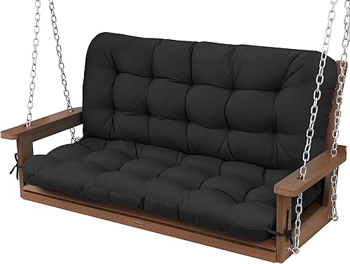 YEFU Cojín para silla de exterior de 48 x 40 x 4 pulgadas, desmontable en 2 usos separados, cojines impermeables para columpio de porche, cojín de