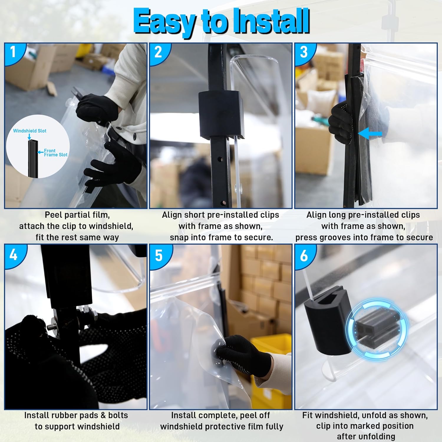 Golf Cart Windshield Foldable 3/16"(5MM) Thick Front Replacement for EZGO TXT 2014-UP