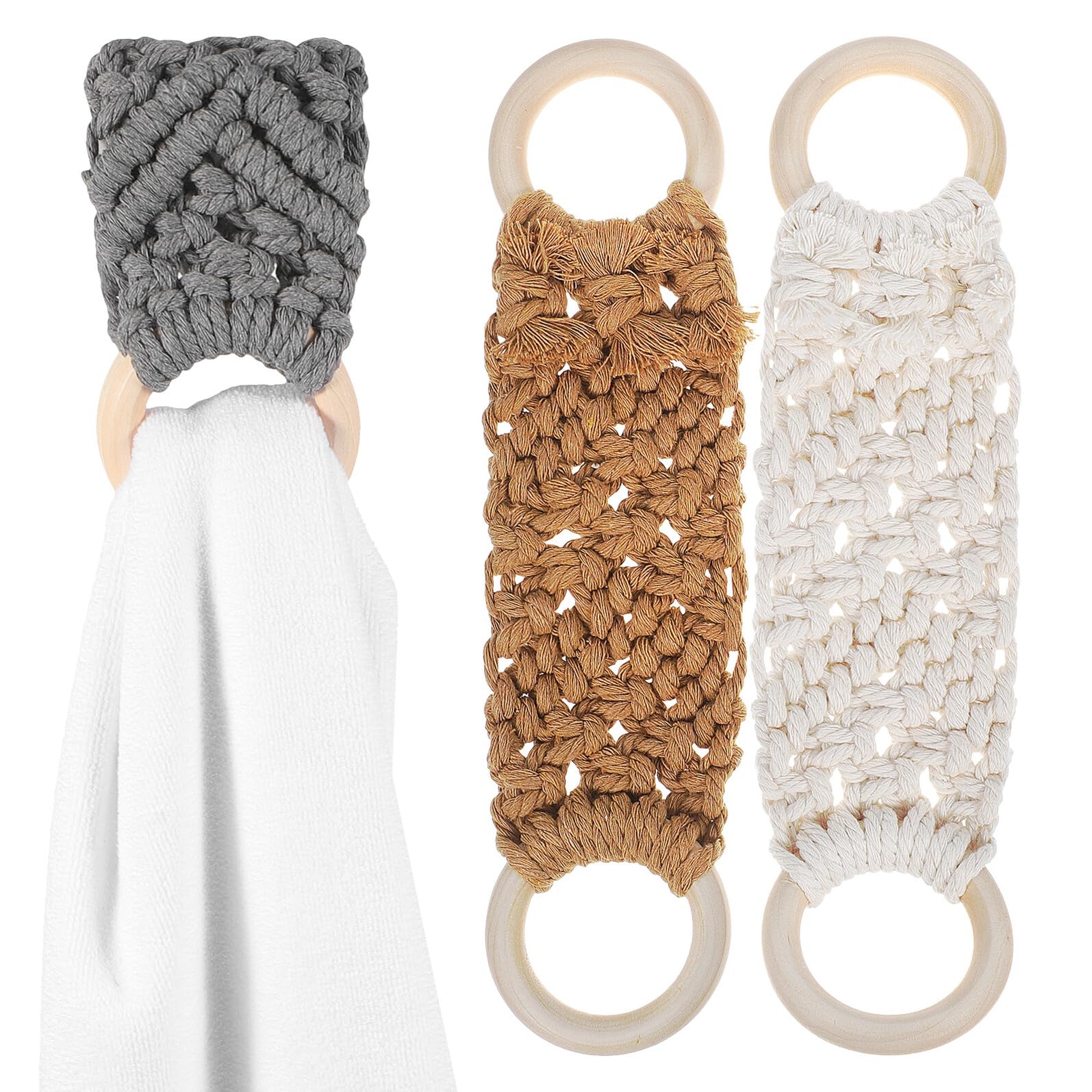 Anneaux porte-serviettes pour gagner de la place support mural en coton doux au crochet 3x