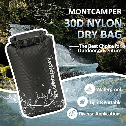 Miniatura 2 de Saco de almacenamiento impermeable de nailon 30D para campamento, senderismo y pesca, cierre superior enrollable, bolsa seca portátil impermeable,