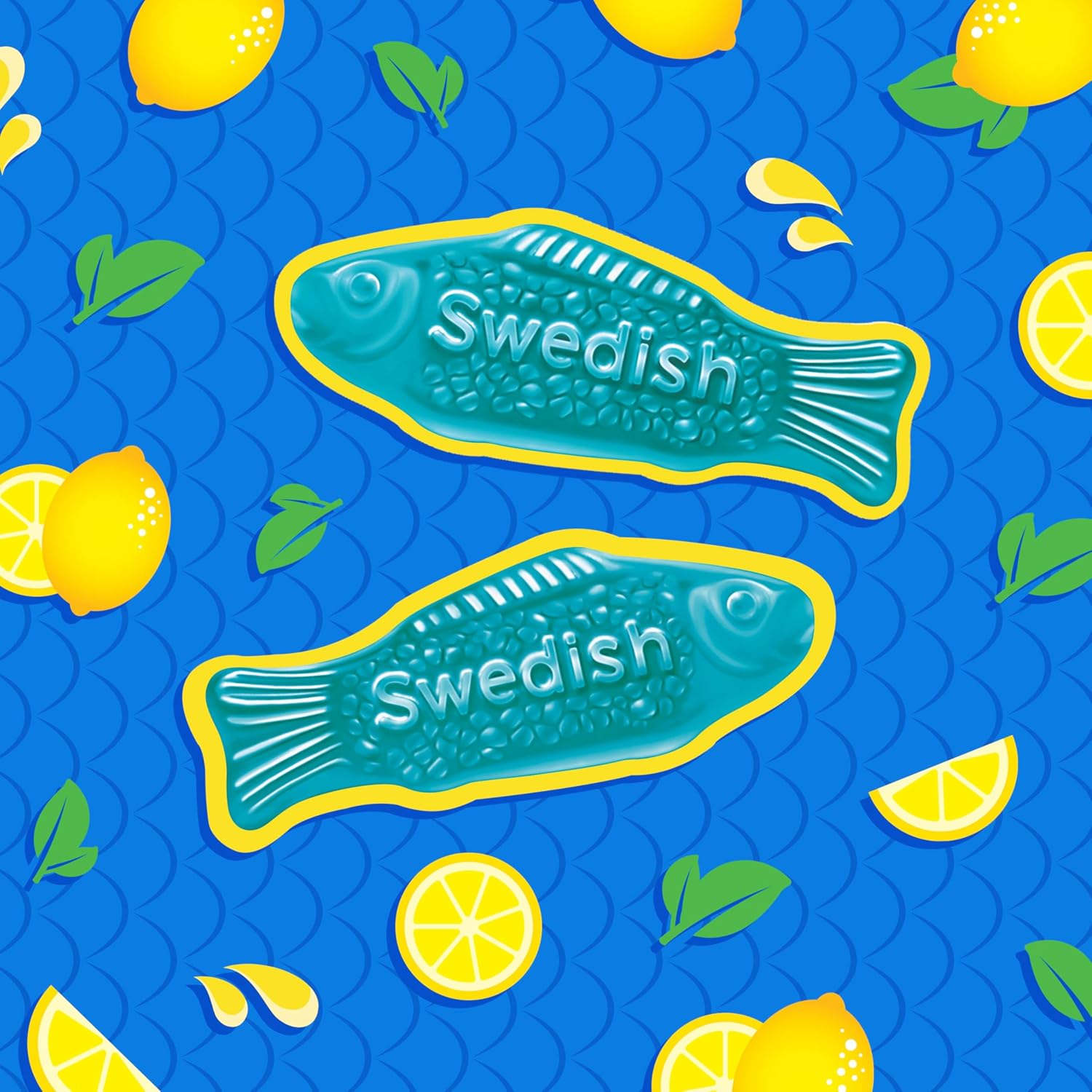 Swedish Fish Blue Raspberry Lemonade Soft & Chewy Gummy Candy, Bulk Candy, 12-8.04 oz Bags