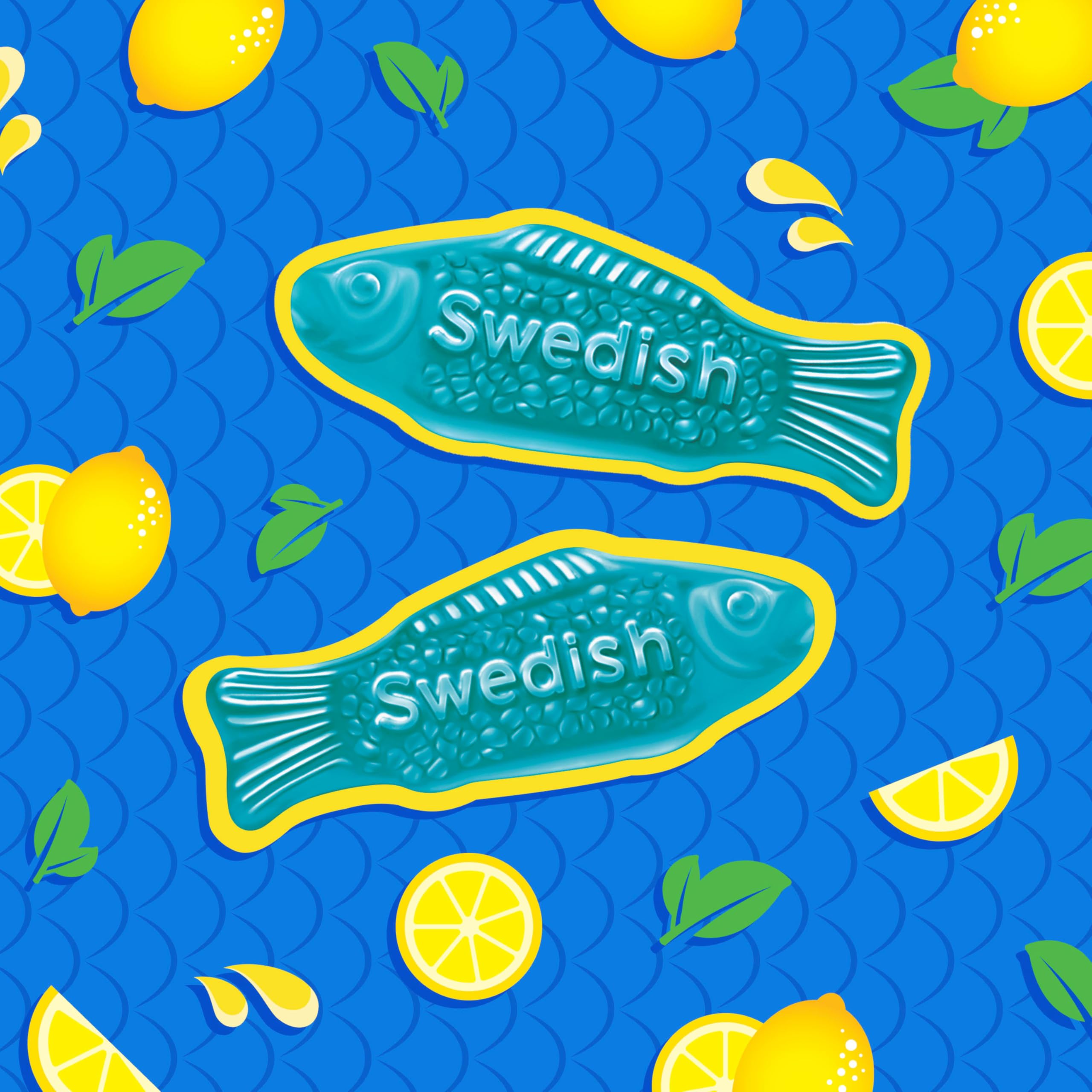 SWEDISH FISH Dulces suaves y esponjosos con limonada de frambuesa azul, dulces sueltos, 340 - 101,8 g bolsa