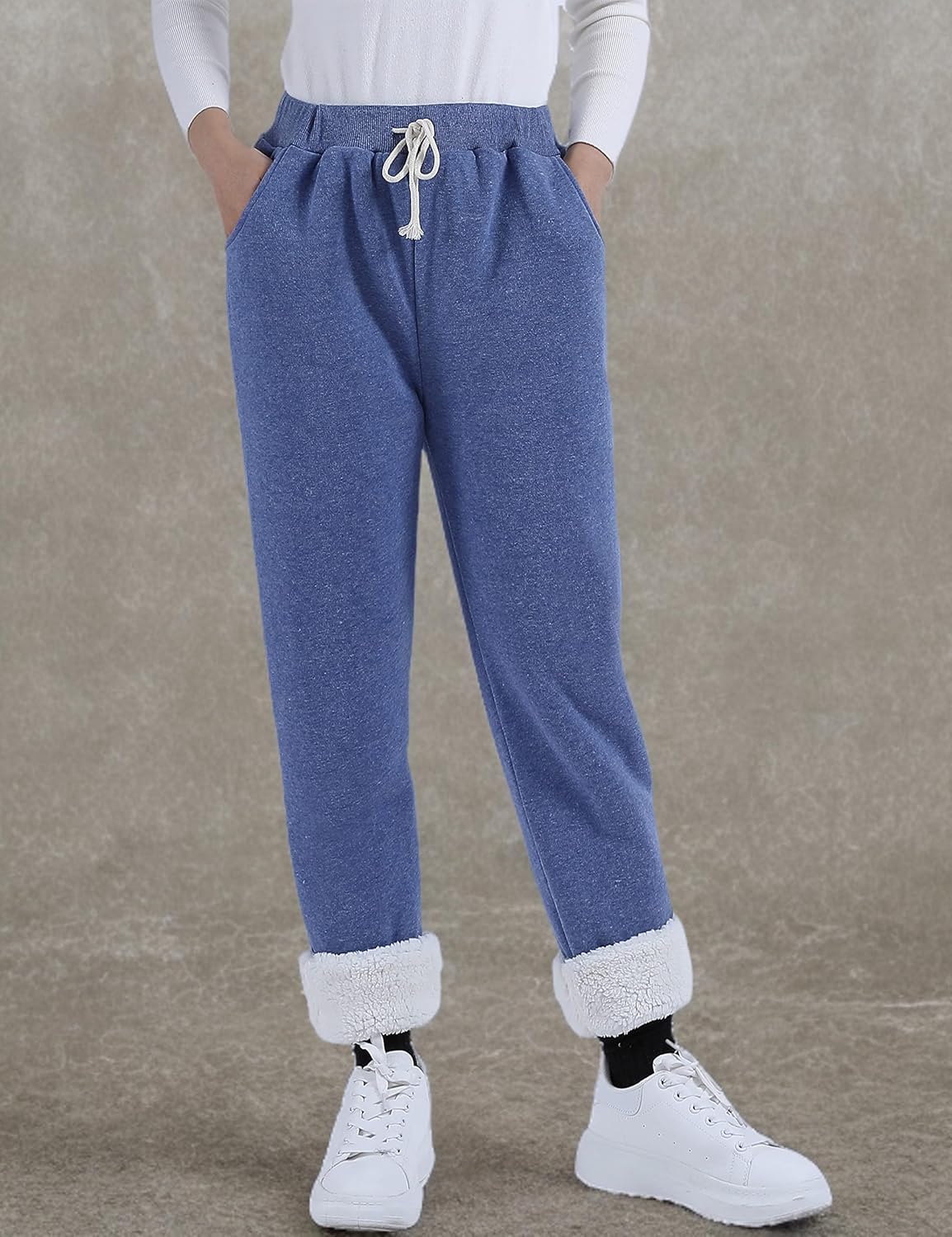 Yeokou Womens Sherpa Lined Sweatpants Winter Warm Fleece Joggers Casual Lounge Pants - Image 10