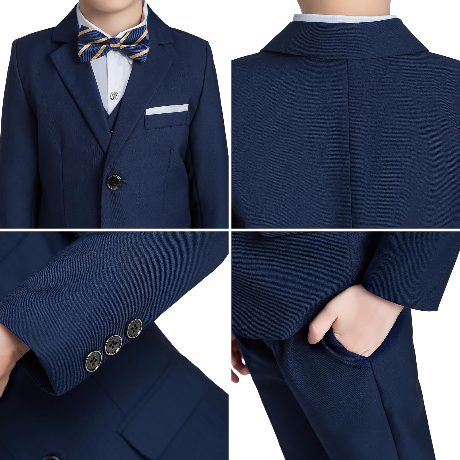 amropi Completo Elegante per Bambino Ragazzi Formale Set 4 Pezzi Blazer Giacca + Pantaloni + Camicia + Papillon Abito da Sposa da 1-13 Anni