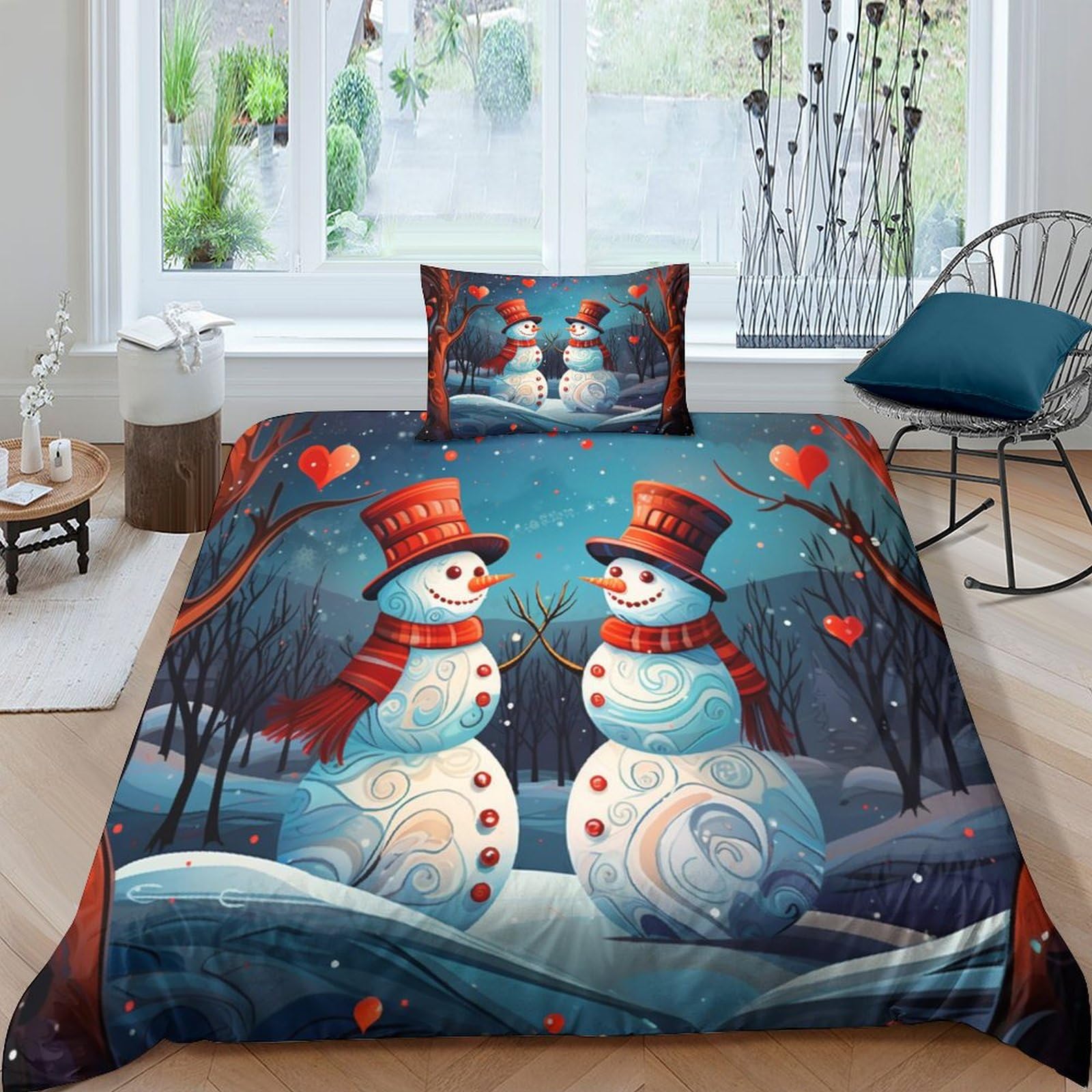 Housses de couettes bonhomme de neige imprimé 3D pour une chambre d'enfant cocooning