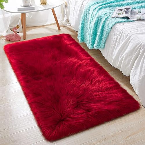 Miniatura 5 de Homore - Alfombra de piel sintética suave y esponjosa para dormitorio o sala de estar, extra cómoda y esponjosa, alfombra de felpa lavable para