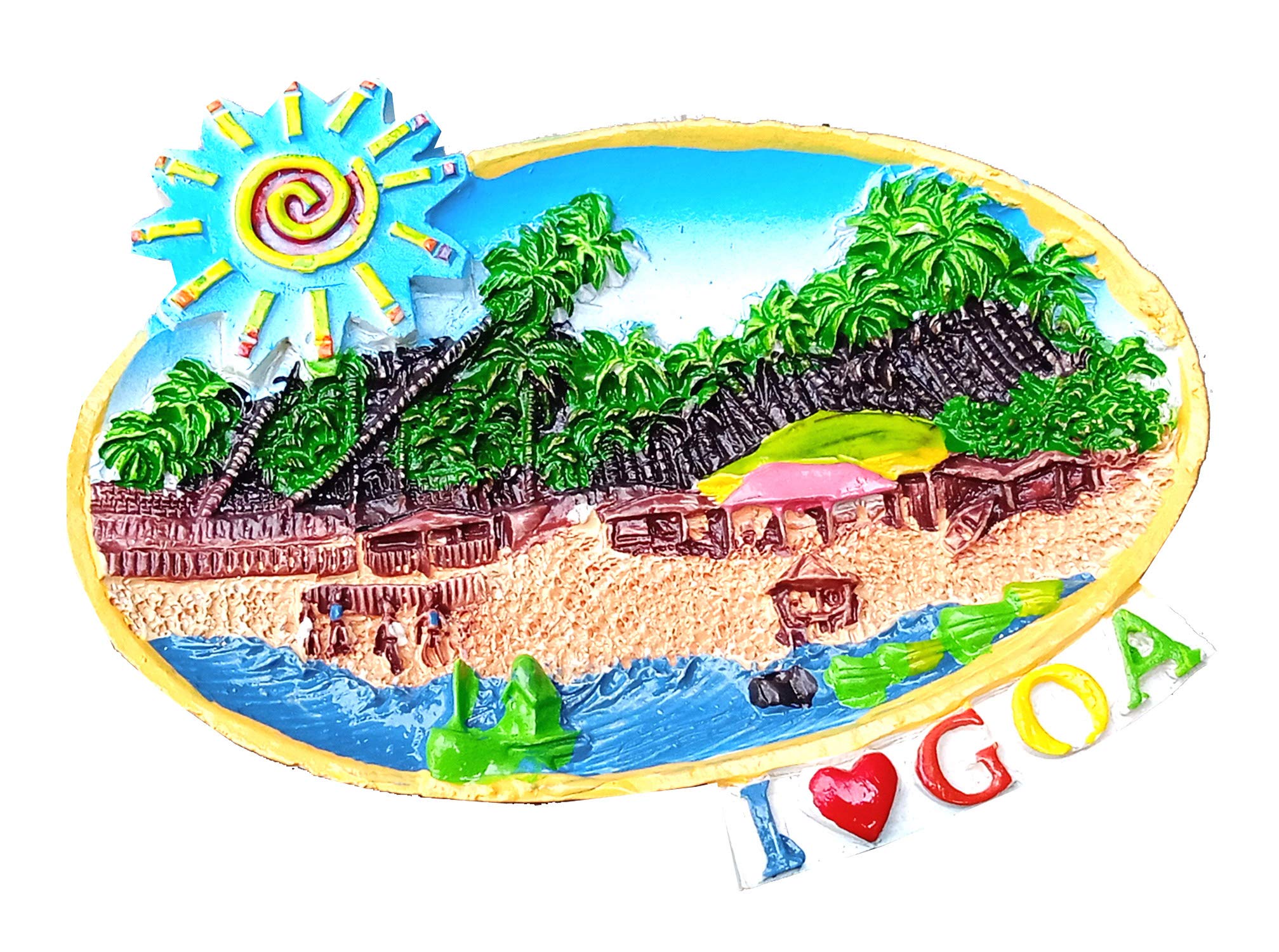 SSL TRUST ME Plastic Poly Resin Fridge Magnet Beautiful i Love Goa Home & Decor (3 x 1 x 2.5 inch, Multicolour) Magnetic/Gift (Small Size)