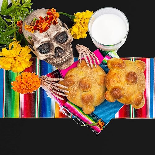 Miniatura 7 de Tudomro Camino de mesa de sarape mexicano con mantel rectangular, manta de algodón mexicano de 13.5 x 108 pulgadas, mantel de poliéster de 54 x 108