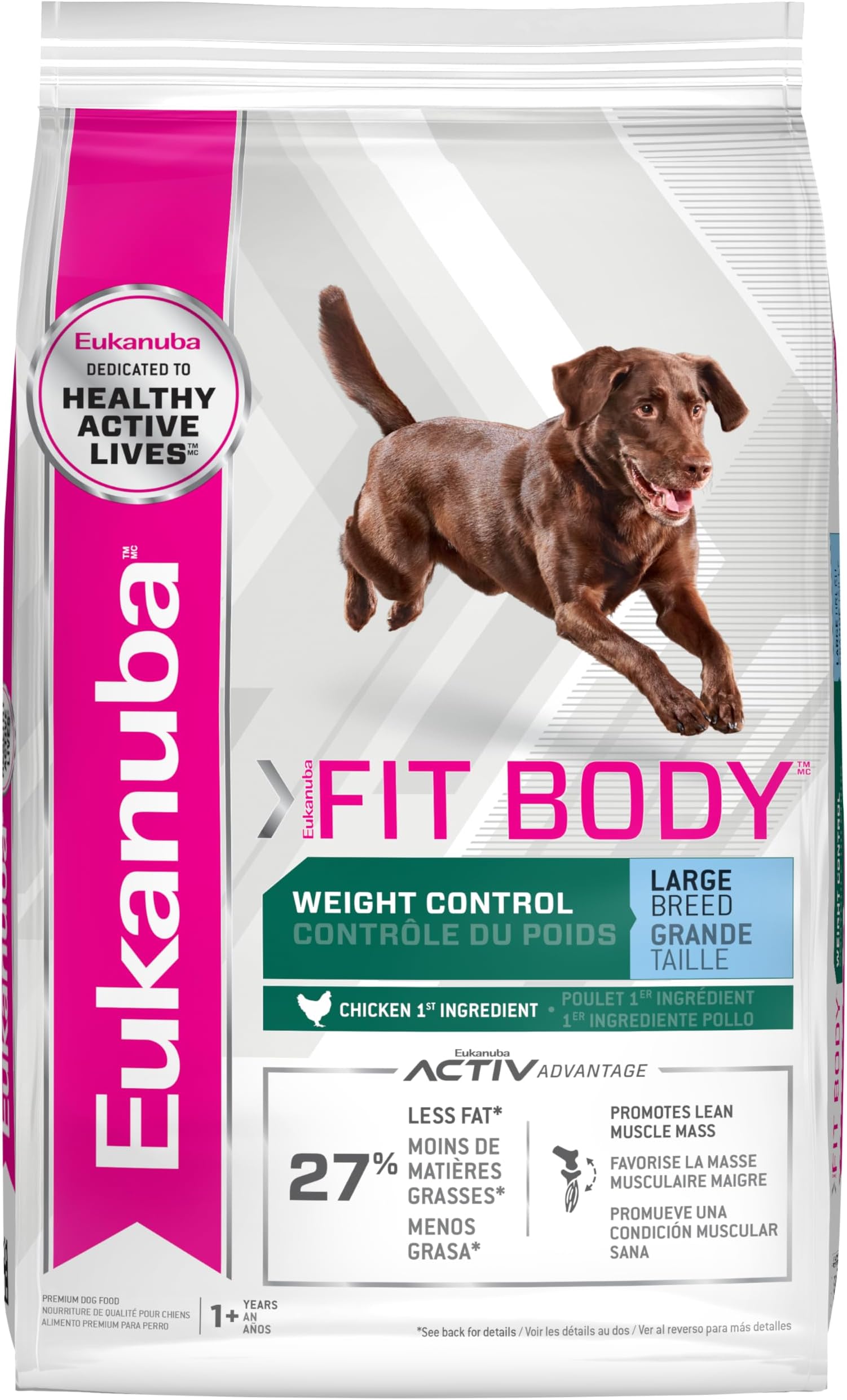 Fit Body Weight Control Large Breed Adult Dry Dog Food, 28 lb Bag
