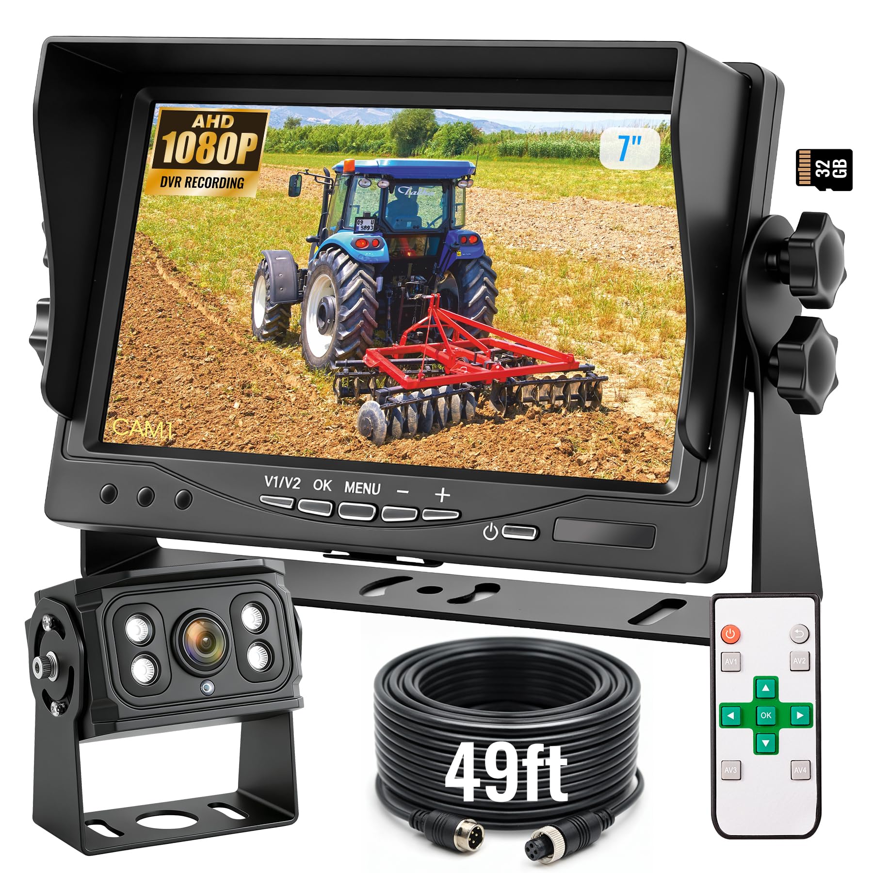 WOOCARTY 7 inch AHD1080P wired backup camera system with DVR
