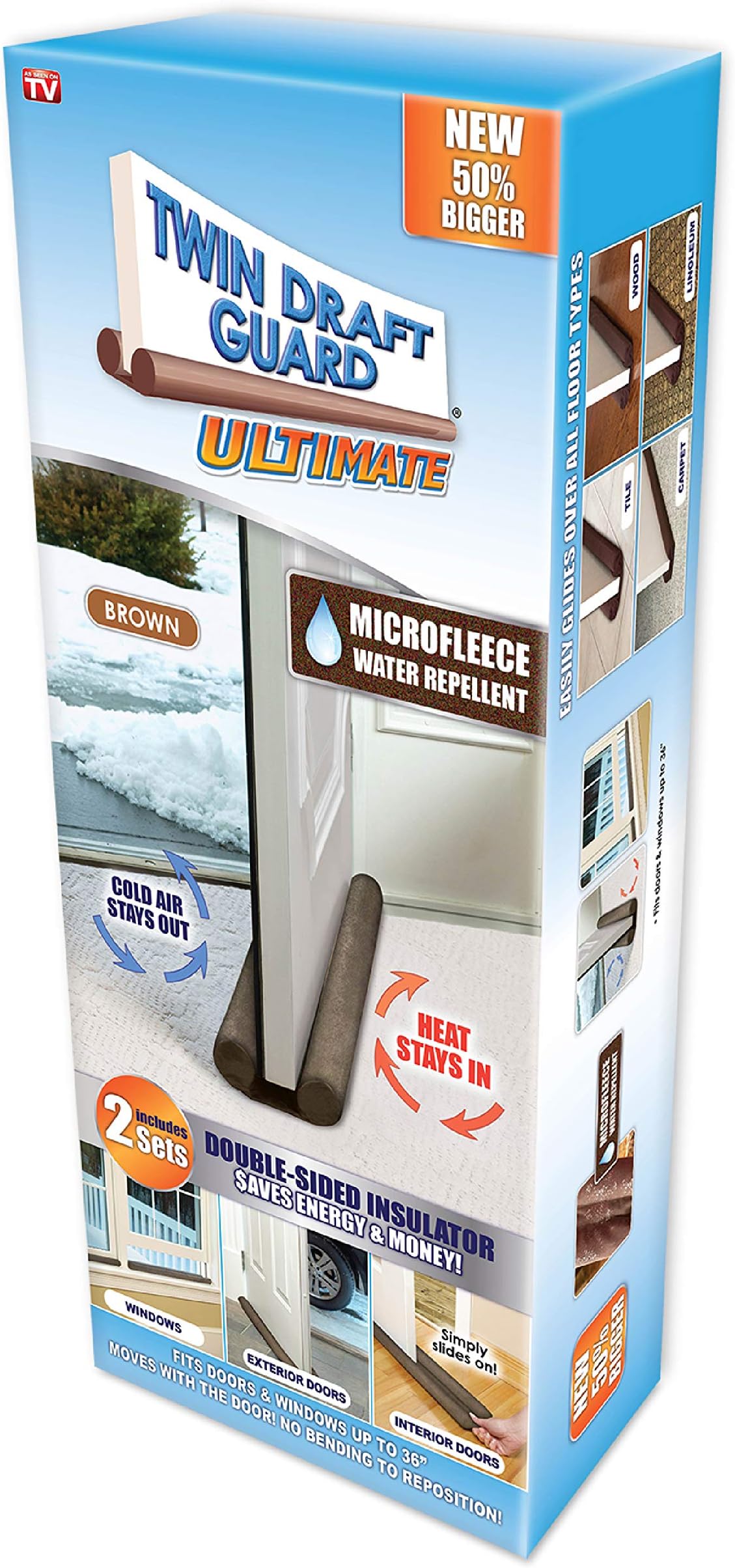 Ultimate Draft Stopper, Waterproof, All Year Round Insulator, 2 Pack