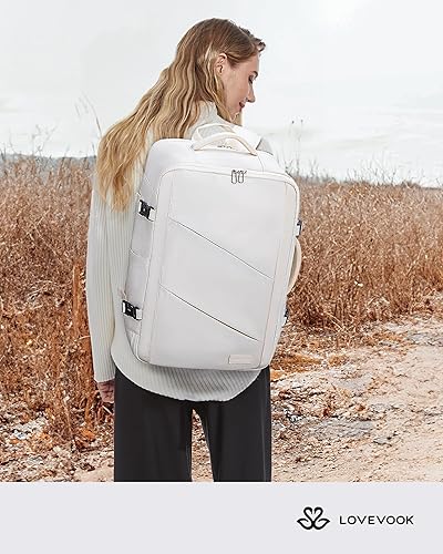 Miniatura 8 de LOVEVOOK Mochila de viaje para mujer, mochilas de transporte, bolsa de viaje para artículos personales, Beige, Contemporáneo
