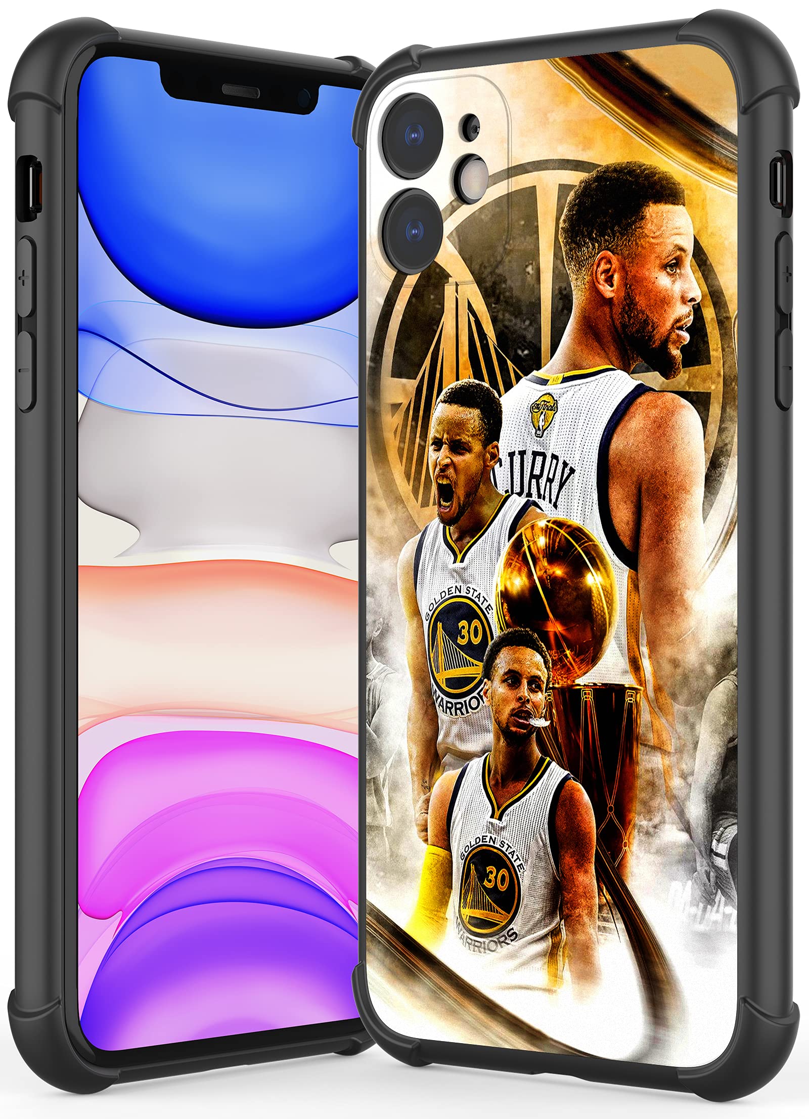 Compatible with iPhone 11 Case (6.1") Sports Hard PC Back and Soft TPU Bumper Shockproof Cases with Reinforced Corners Design (N02-Curry-Championship-Trophy)