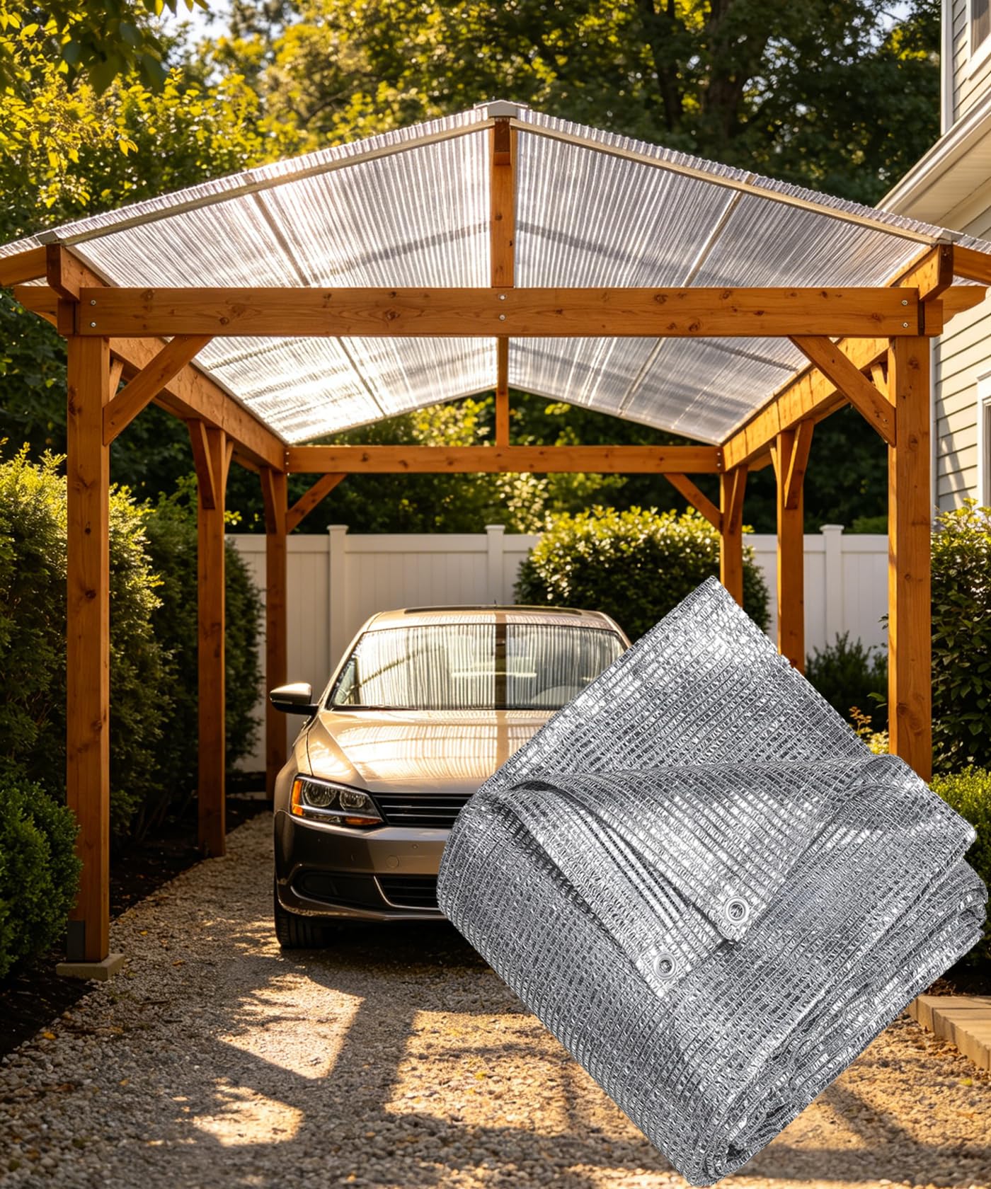 Pare-soleil 70% aluminium 2x3m avec œillets pour bâche de pergola