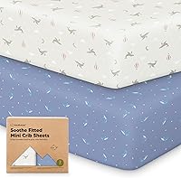 Vista 30 de 2 paquetes de sábanas ajustadas para mini cuna - 38x26 Sábanas Pack N Play para colchón Pack and Play, algodón orgánico, ropa de cama transpirable