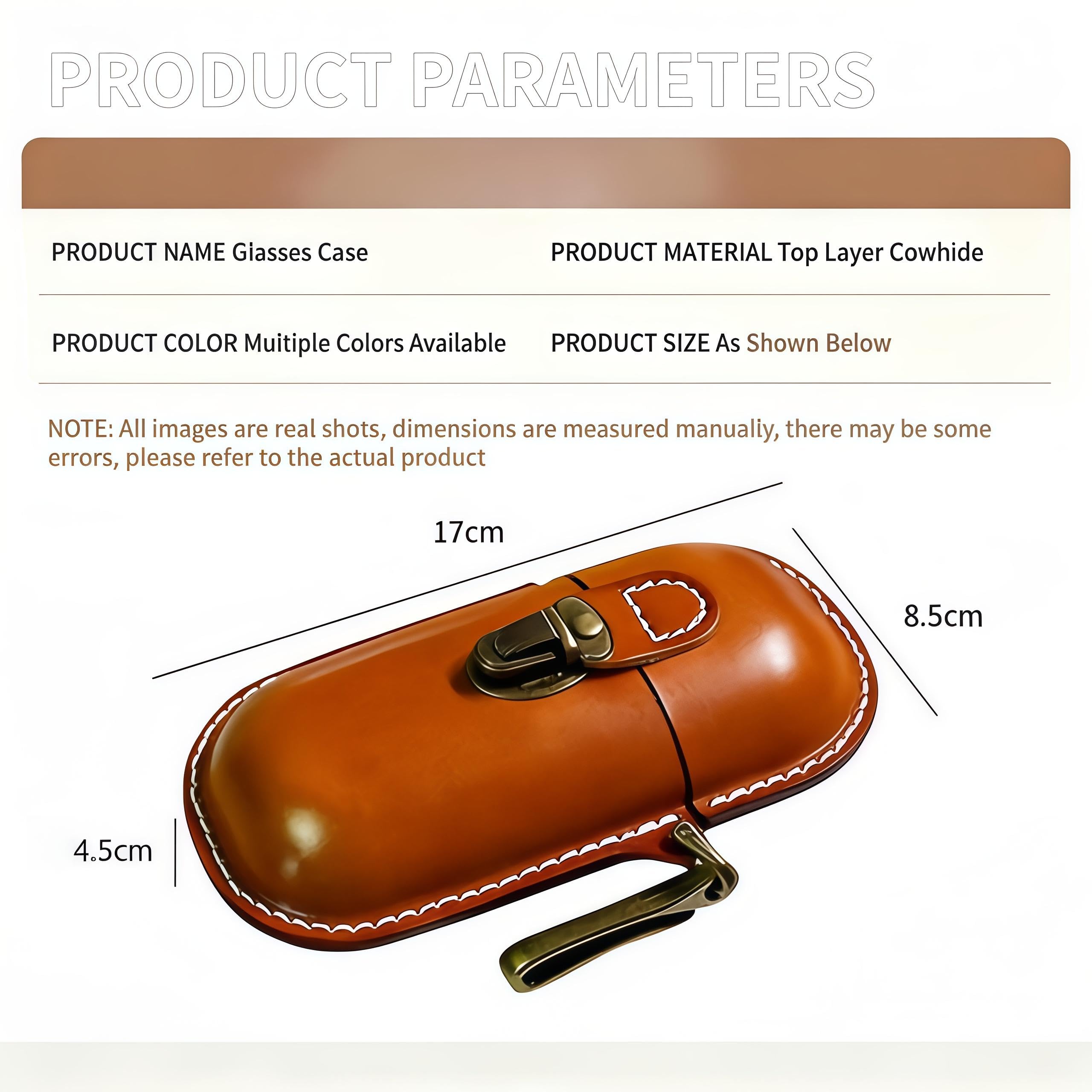 Étui de protection en cuir pleine fleur rétro (lunettes de soleil, lunettes de vue, lunettes de lecture), pochette de rangement pour lunettes portable,Marron