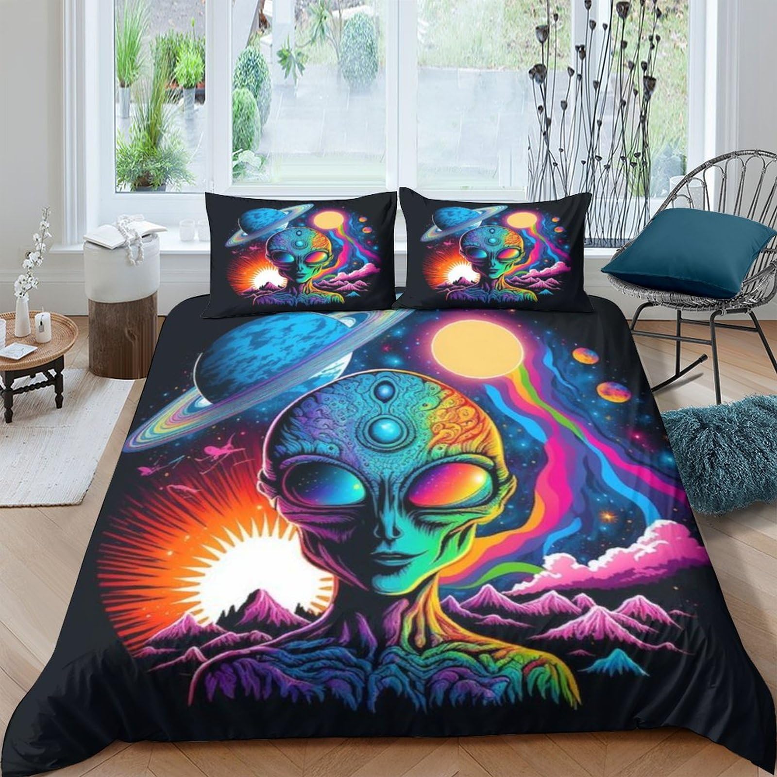 Housse de couette extraterrestre 3D 220x240cm le cadeau de lit idéal pour enfant junior