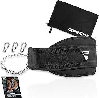 GORNATION Cinturón de Lastre para Dominadas, Dip Belt para Calistenia, Fitness, Musculación, Powerlifting, Culturismo, Inmersión, Cinturón Gimnasio, Capacidad de Carga Hasta 1000 kg, Cadena o Cuerda