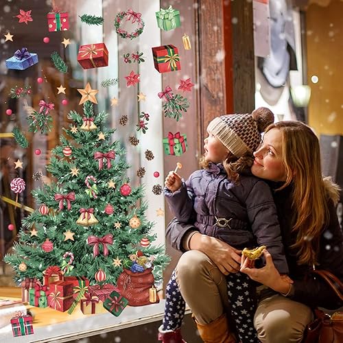 Miniatura 4 de TOARTI Adhesivo de pared de Navidad, calcomanías de pared de Feliz Navidad, calcomanías de árboles de Navidad, decoración de vacaciones, suministros