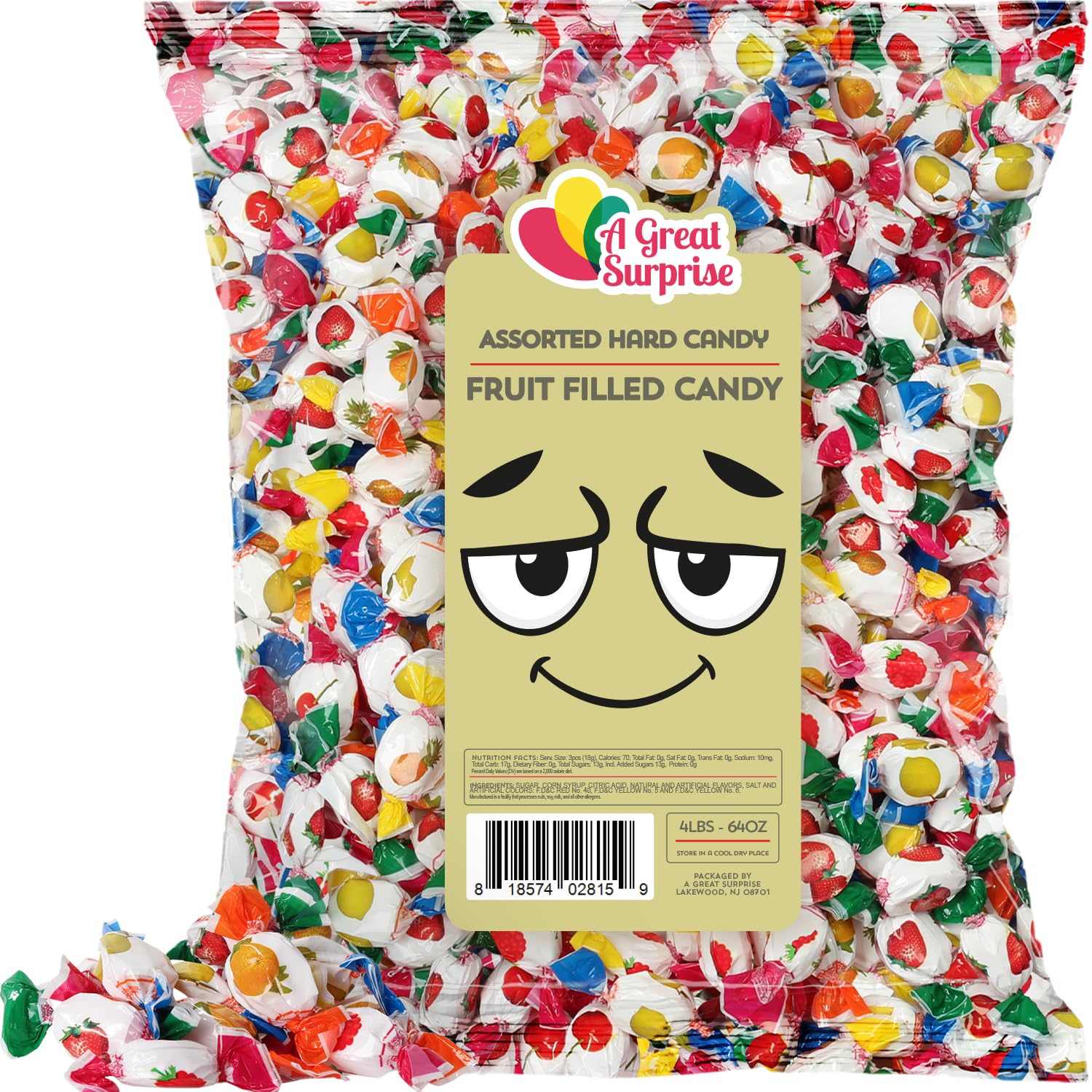 Assorted FruitFilled Hard Candy 4 Lb Bulk Fruit
