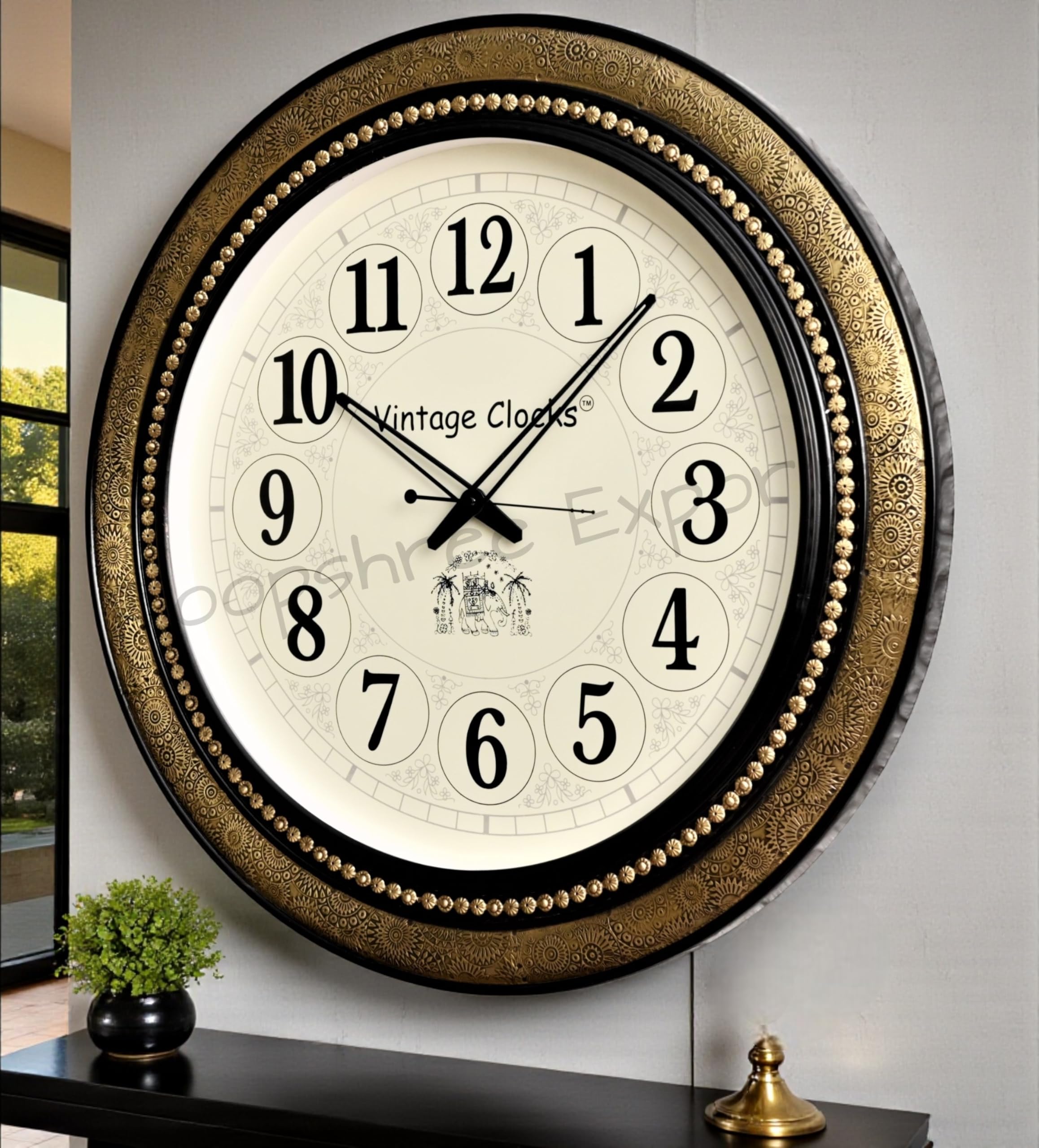 Vintage Brass Inlay Wall Clock - Handmade & Guaranteed -11