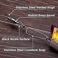 Vista 3 de Alwonder Giratorios a presión de pesca, rodamiento de bolas de alta resistencia con cierre de acero inoxidable Coastlock Snap 26-503 libras