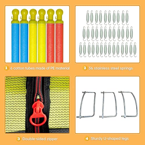 Miniatura 4 de Trampolín para interiores y exteriores de 55 pulgadas para niños, cama elástica MILUMILU con red de seguridad, mini trampolín para bebé con aro de