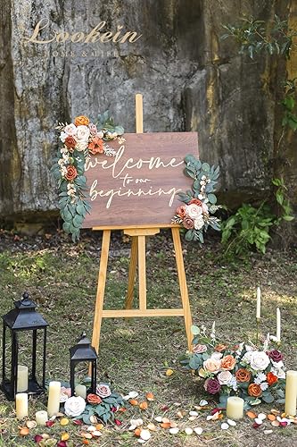 Miniatura 2 de Lookein Guirnalda de flores artificiales para boda, letrero de bienvenida, decoración floral para ceremonia de boda, recepción, decoración de