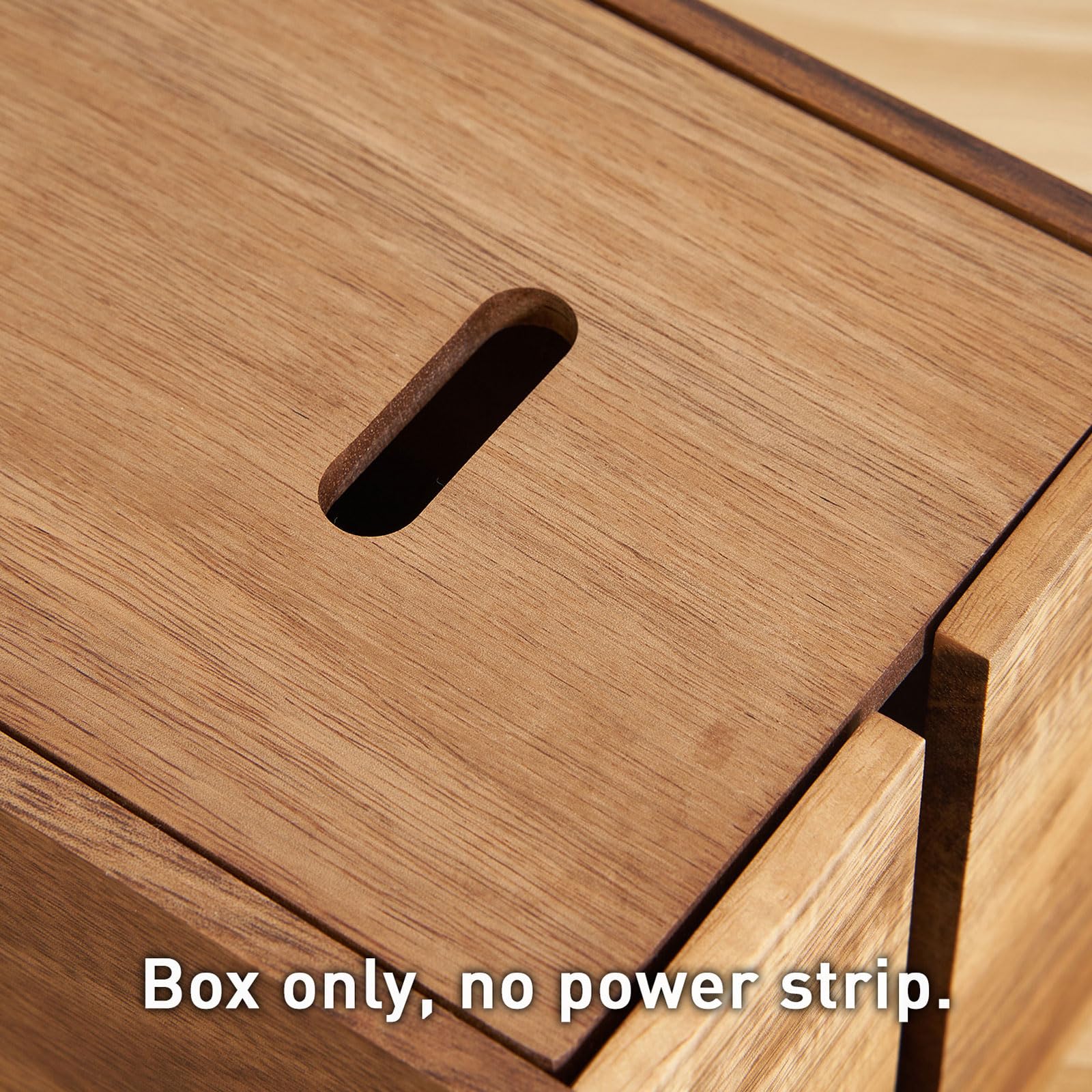 Caja organizadora de cordón de madera con cierre | Amplio espacio con canales de cable para regletas y cables para escritorio, oficina en casa, cocina
