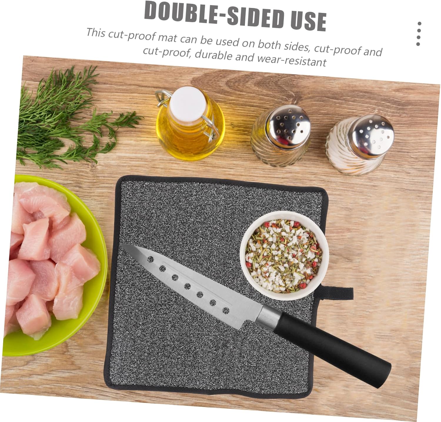 Double-Sided Anti-Cutting Table Mat Kitchen Protector Cover Easy to Clean Black Table Pad for Dining Cooking and Crafting Use