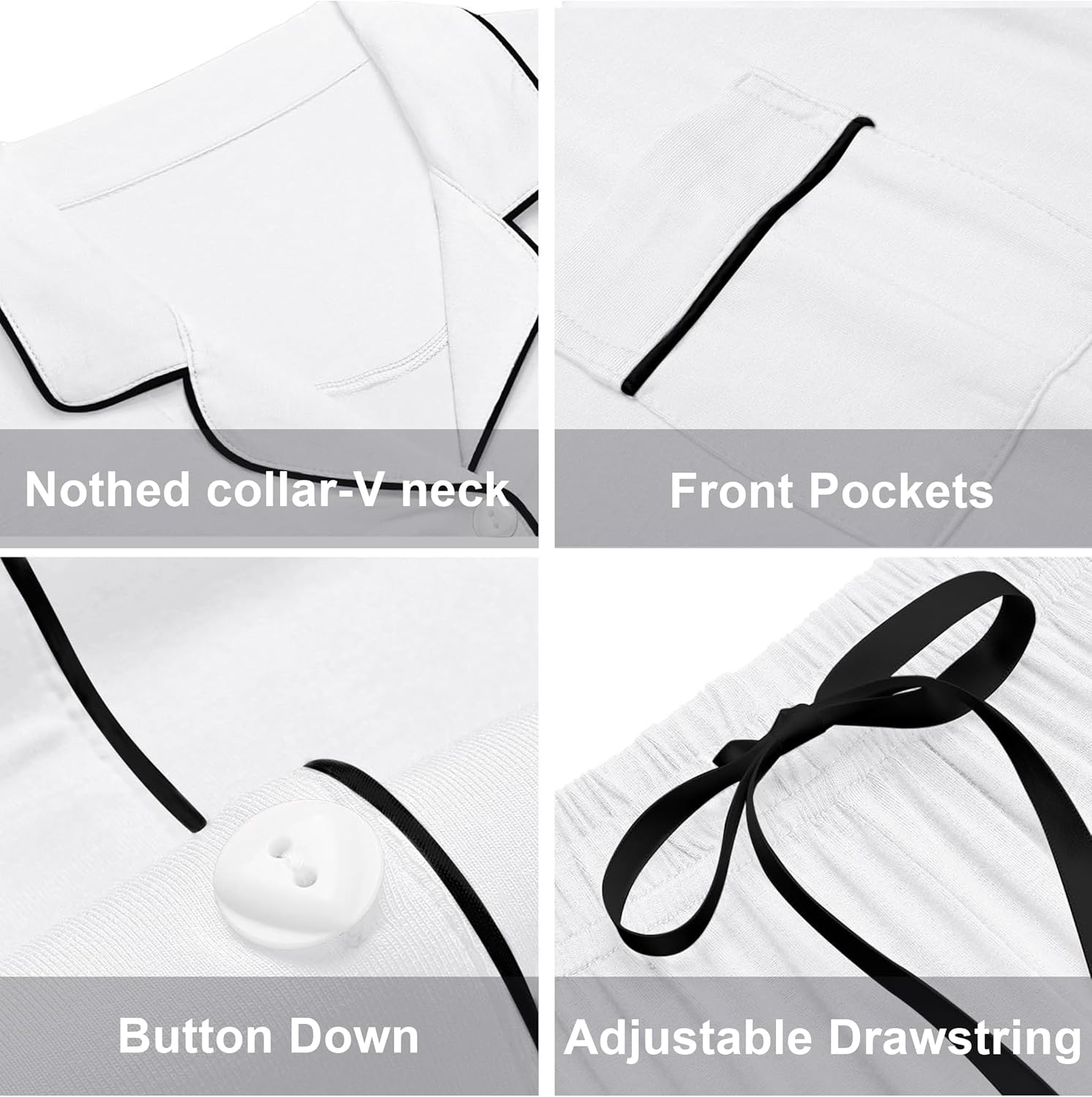 ANLIQI Womens Pajama Sets 100% Cotton Pajamas for Women Soft Short Sleeve Pj Sets Button Down Sleepwear Summer Pjs S-XXL - Image 6