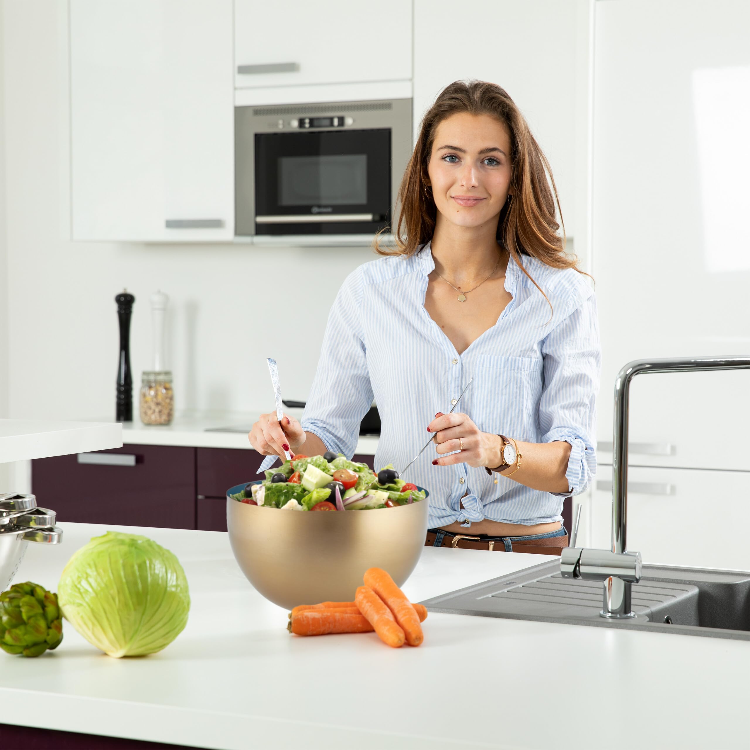 Insalatiere In Acciaio Inox - Set Di 2 Ciotole Per Gelato, Dessert E Condimenti | Design Elegante E Funzionale - Foto 10