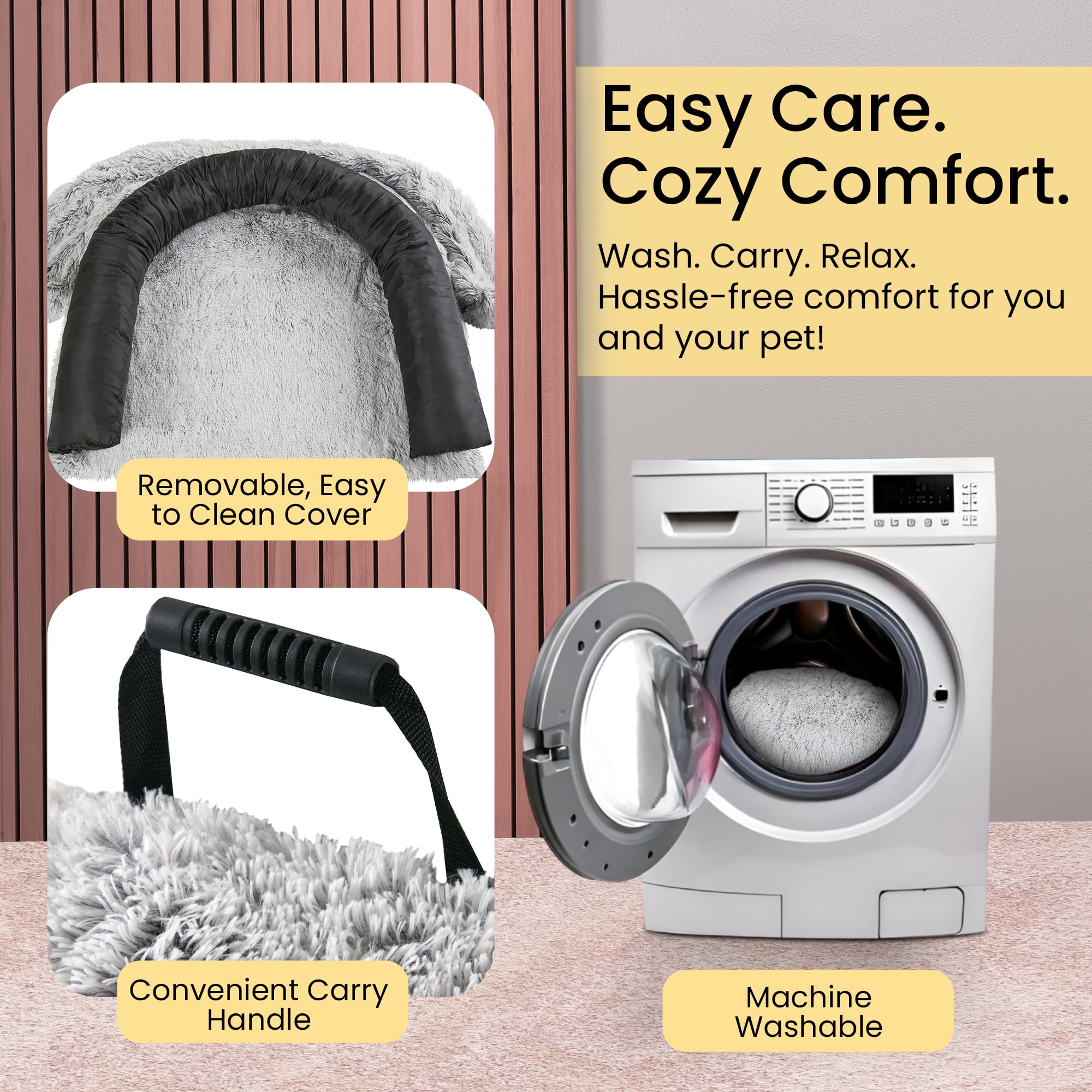 Codi Cama grande calmante para perro, tapete protector antiansiedad para perros XL, 45 x 37 x 6 pulgadas, lavable a máquina, esponjosa y acogedora con parte inferior antideslizante, color gris claro