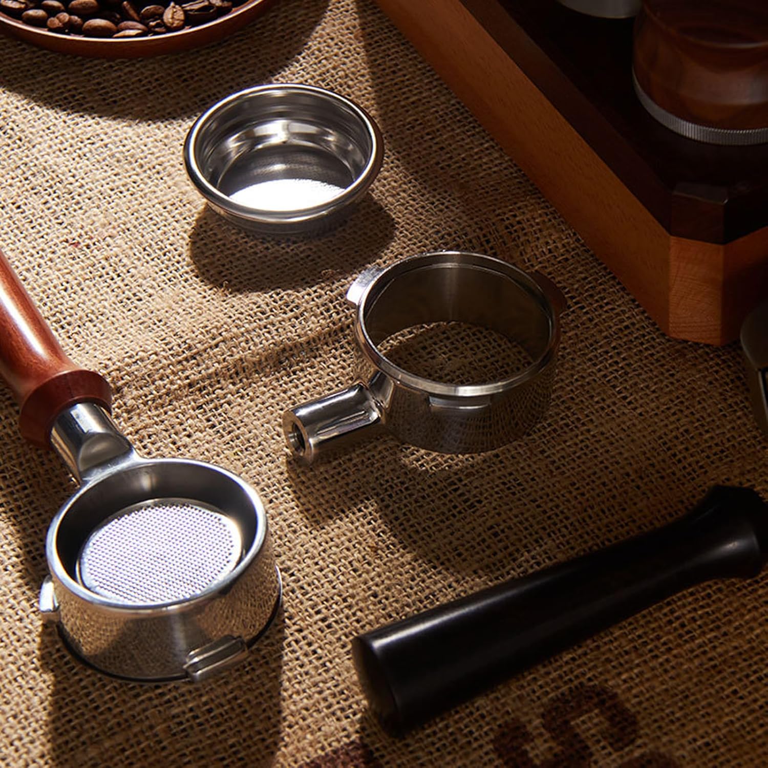 ステンレススチールコーヒーアクセサリーコーヒーマシンPortafilter、54mmエスプレッソメーカー用安定性と簡単なクリーニング