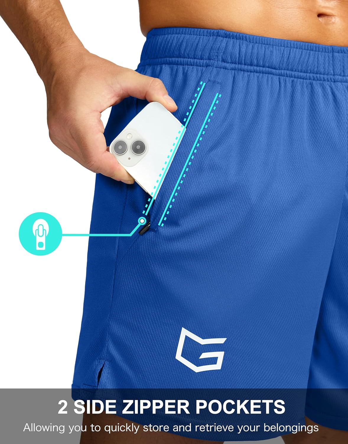 G Gradual Men's 5"/ 7"/ 9" Workout Running Shorts Quick Dry Lightweight Gym Shorts with Zip Pockets - Image 5