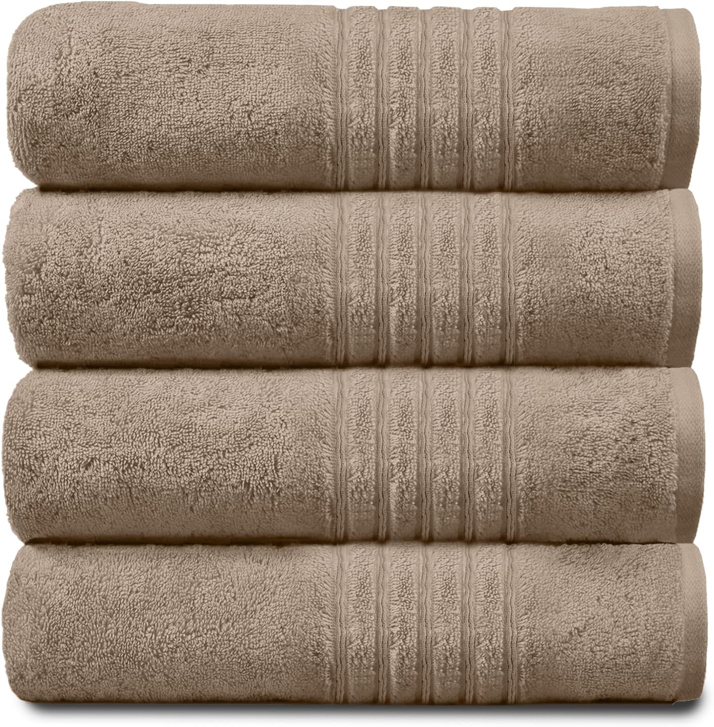 New Hampton Hand Towels, Ultra Soft Extra Absorbent Pack of 4 Luxury Towel Set, 100% Ringspun Cotton, Natural, 4PK