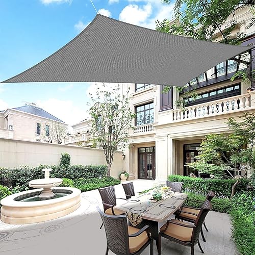 Houssity - Toldo tipo vela de 5 x 8 pies, color gris, para patio, terraza, cochera, entrada, piscina, pérgola