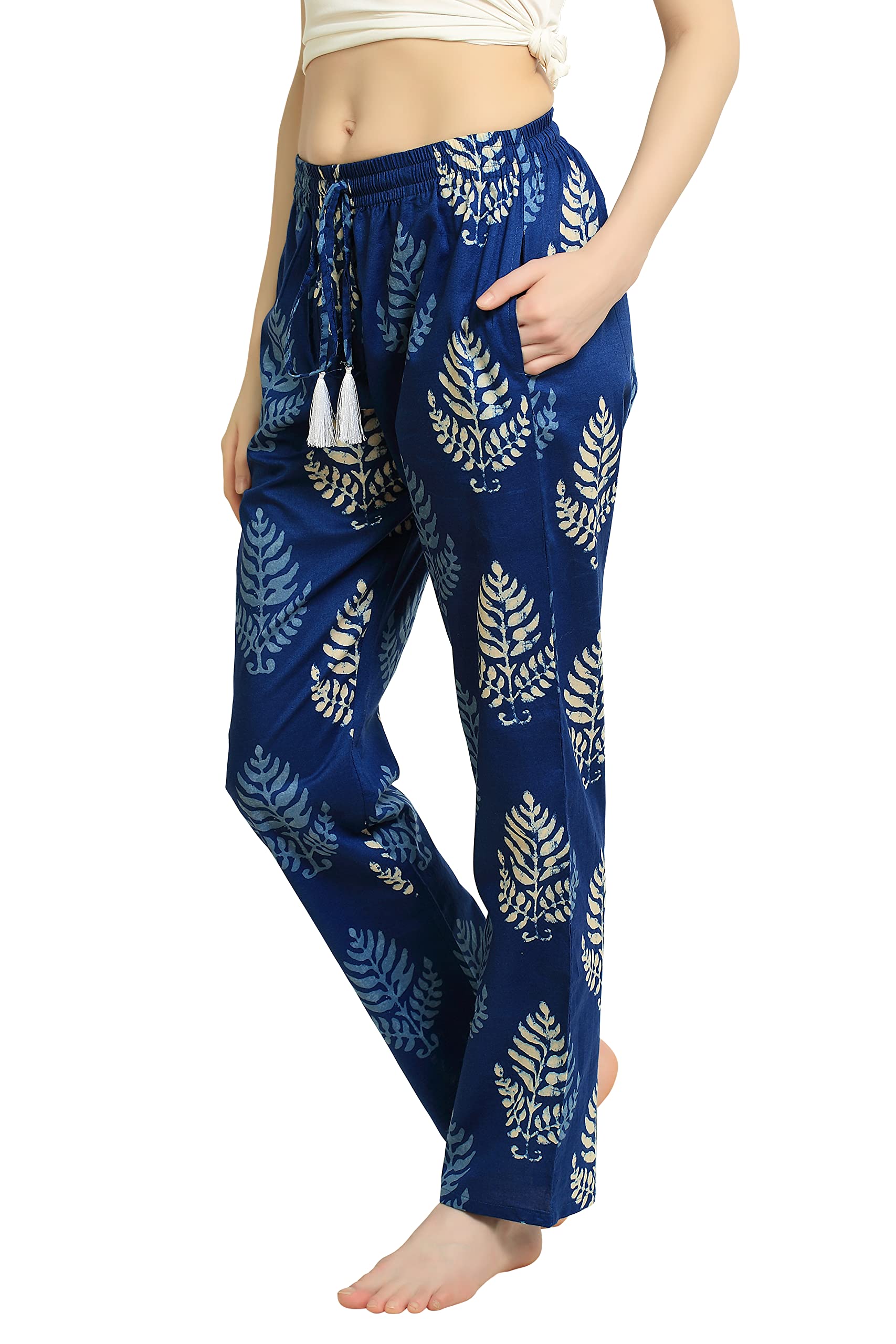 evolove Women's Super Soft Comfortable Cotton Printed Pyjama Relaxed Lounge Pants with Pockets (Pyjama1)-picture-42