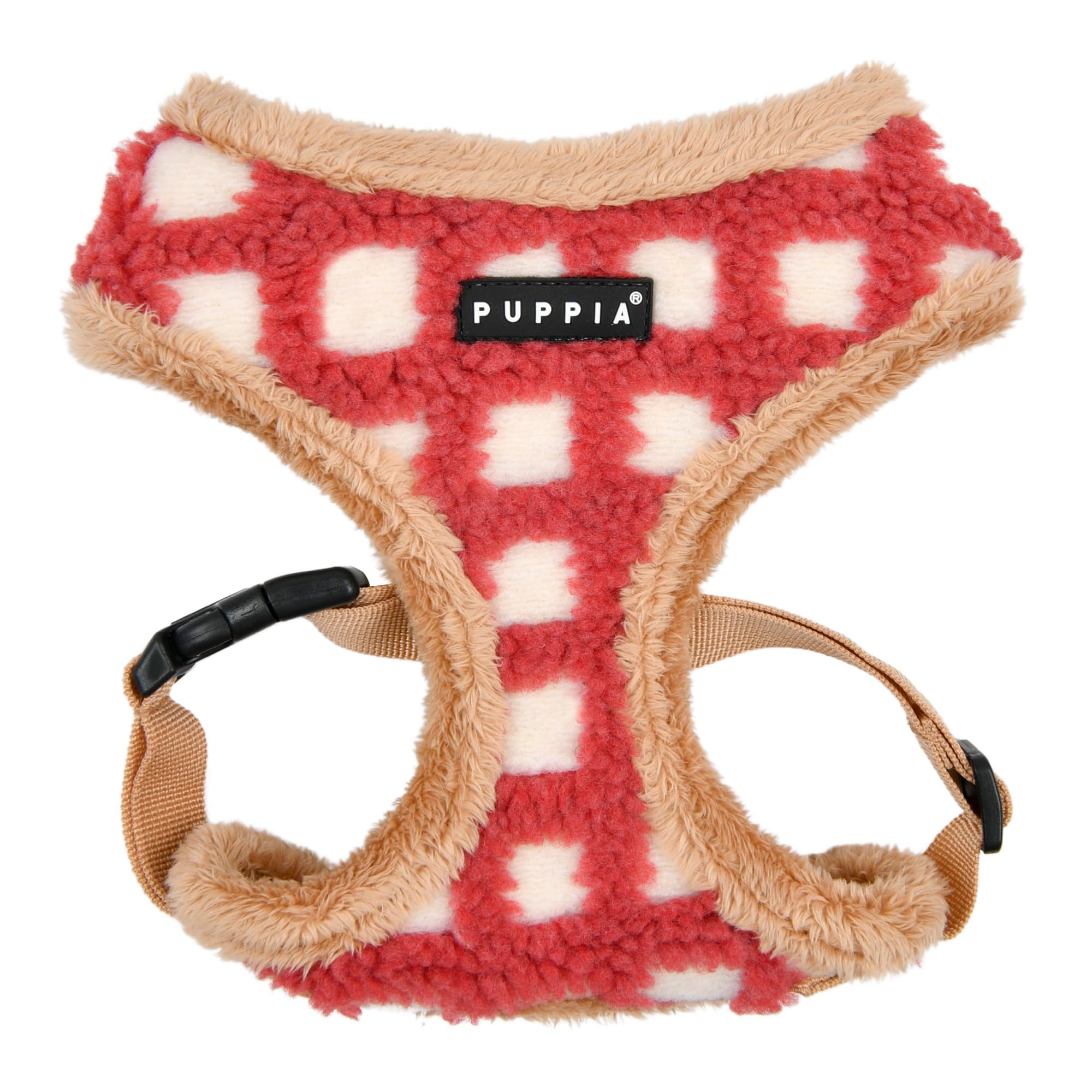 Puppia Stefan Dog Harness Head Warm Winter Waffle Pattern Adjustable Chest for Small Medium Dogs Coral M