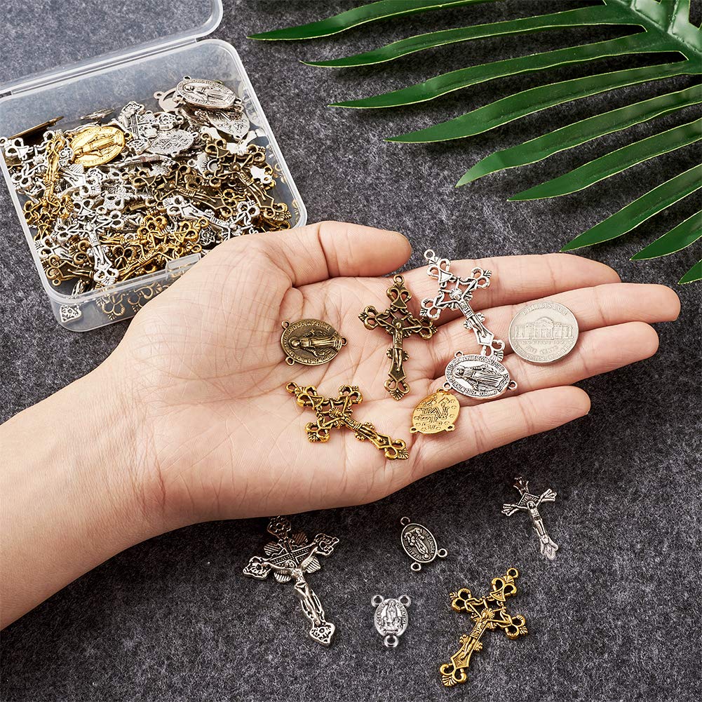 Amazon | 70個 4色 クロス ペンダント & オーバル シャンデリアパーツ