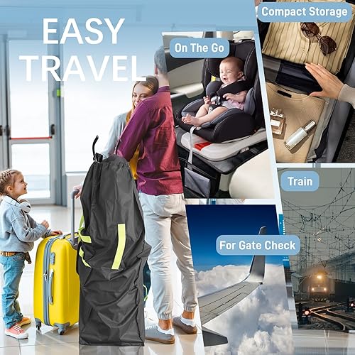 Miniatura 6 de Bolsa de cochecito de paraguas para avión, bolsa de control de puerta para cochecitos de paraguas individuales con correas de transporte ajustables,