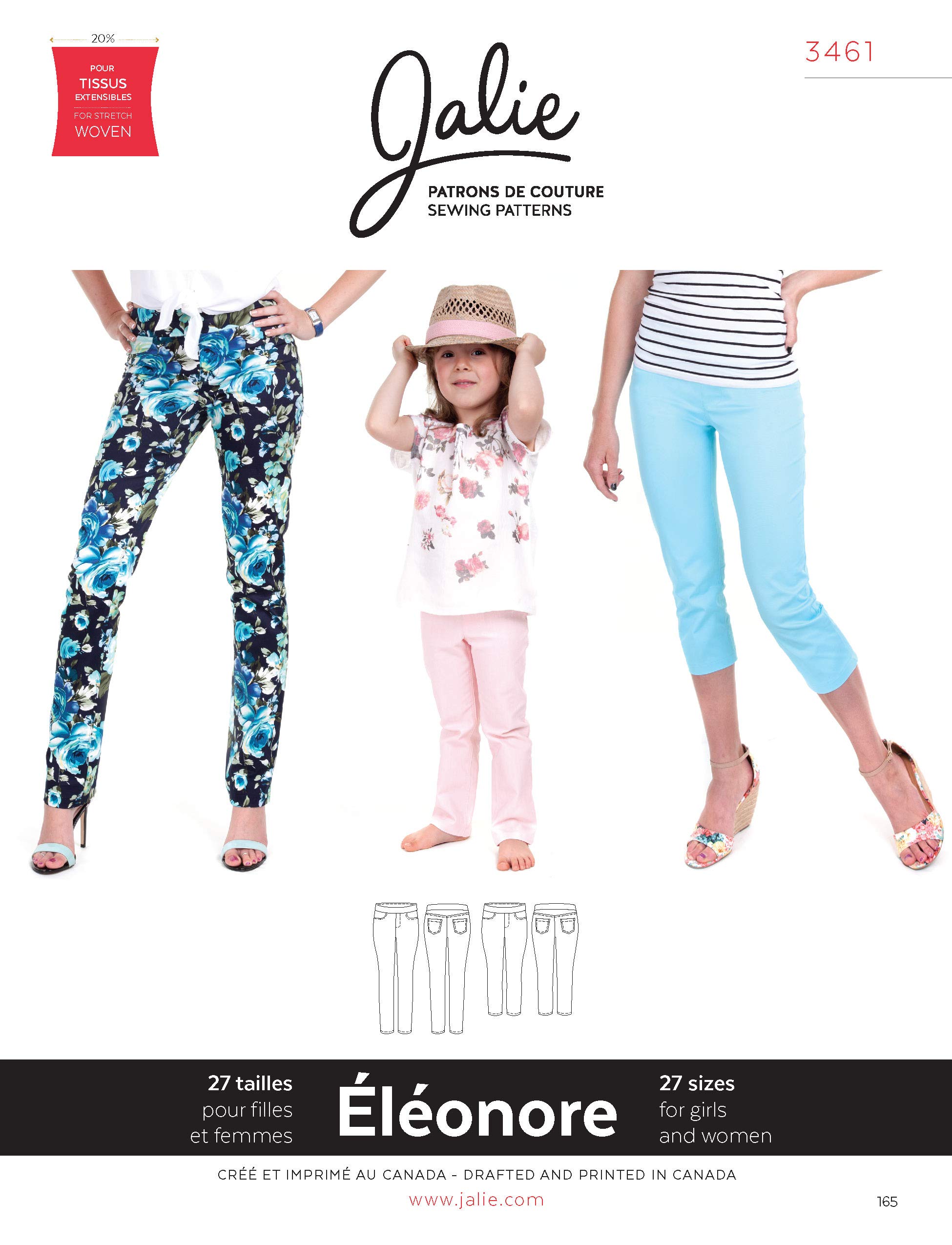 JALIE 3461 - ÉLÉONORE Pull-On Jeans - MULTISIZED Sewing Pattern